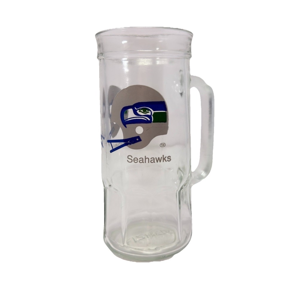 Seattle Seahawks Glass Fisher Peanut Jar Beer Mug‎ Stein NFL Football 1980s
